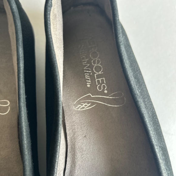 Aerosoles Black Genuine Leather Rubber Outsole Loafers size 8 - Picture 5 of 14